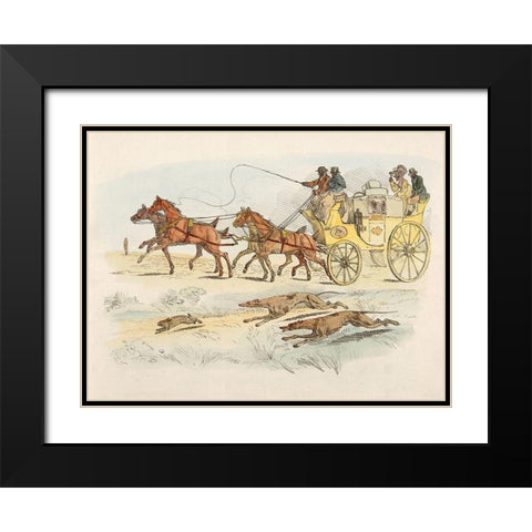People On A Carriage Watching Dogs Chasing A Rabbit, 1817 Black Modern Wood Framed Art Print with Double Matting by Alken, Henry Thomas