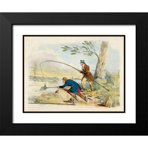Fishing, 1817 Black Modern Wood Framed Art Print with Double Matting by Alken, Henry Thomas