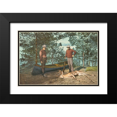 Hunting, Adirondacks, N.Y., 1898 Black Modern Wood Framed Art Print with Double Matting by Detroit Publishing Co.