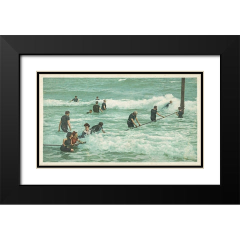 Surf Bathing, Palm Beach, Fla., 1898 Black Modern Wood Framed Art Print with Double Matting by Detroit Publishing Co.