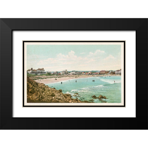 Bathing At York Beach, York Beach, Me., 1898 Black Modern Wood Framed Art Print with Double Matting by Detroit Publishing Co.