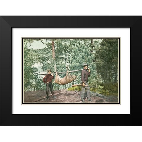 Hunting, Adirondacks, N.Y., 1898 Black Modern Wood Framed Art Print with Double Matting by Detroit Publishing Co.