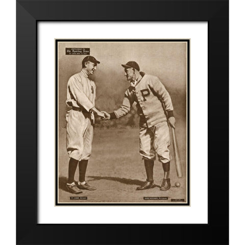 Ty Cobb And Honus Wagner, 1880 Black Modern Wood Framed Art Print with Double Matting by Leopold Morse Goulston Baseball Collection