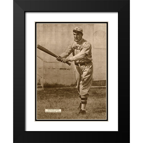 Napoleon Lajoie, Cleveland American League, 1880 Black Modern Wood Framed Art Print with Double Matting by Leopold Morse Goulston Baseball Collection