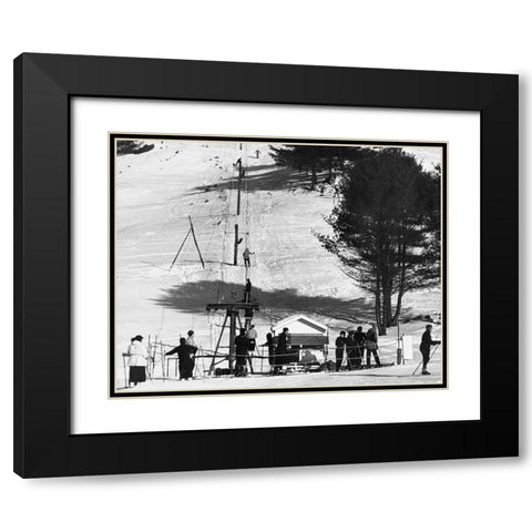 Ski Tow - Hanover, New Hampshire, 1936 Black Modern Wood Framed Art Print with Double Matting by Rothstein, Arthur