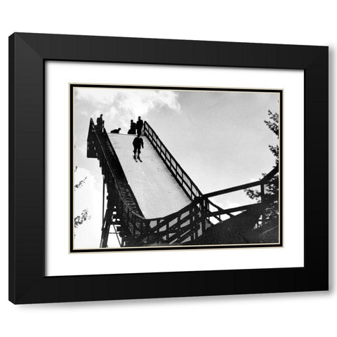 Ski Jump. Hanover, New Hampshire, 1936 Black Modern Wood Framed Art Print with Double Matting by Rothstein, Arthur