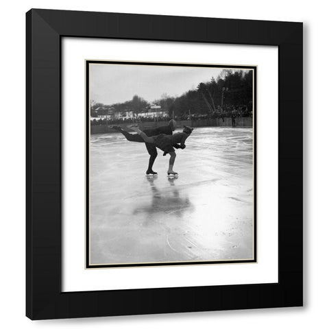 Winter Sports, Figure Skating. Hanover, New Hampshire, 1936 Black Modern Wood Framed Art Print with Double Matting by Rothstein, Arthur