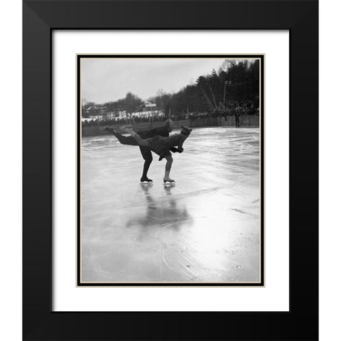 Winter Sports, Figure Skating. Hanover, New Hampshire, 1936 Black Modern Wood Framed Art Print with Double Matting by Rothstein, Arthur