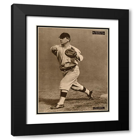 John J. Mcgraw, New York National League, 1880 Black Modern Wood Framed Art Print with Double Matting by Leopold Morse Goulston Baseball Collection