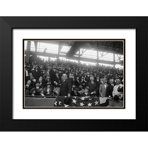 President Harding at Baseball Game, Washington Black Modern Wood Framed Art Print with Double Matting by Harris and Ewing Collection (Library of Congress)