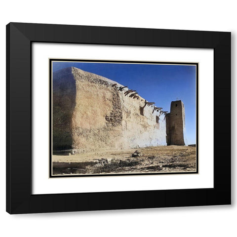 Church Side Wall and Tower-Acoma Pueblo-New Mexico Color Black Modern Wood Framed Art Print with Double Matting by Adams, Ansel