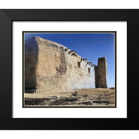 Church Side Wall and Tower-Acoma Pueblo-New Mexico Color Black Modern Wood Framed Art Print with Double Matting by Adams, Ansel