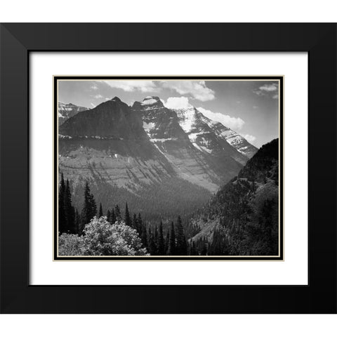 Snow Covered Mountains, Glacier National Park, Montana - National Parks and Monuments, 1941 Black Modern Wood Framed Art Print with Double Matting by Adams, Ansel