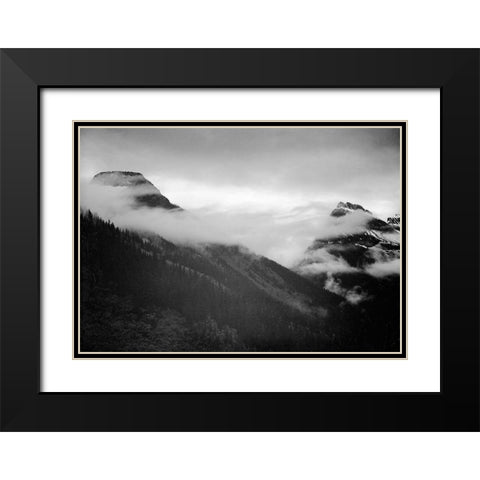 Veiled Mountains, Glacier National Park, Montana - National Parks and Monuments, 1941 Black Modern Wood Framed Art Print with Double Matting by Adams, Ansel