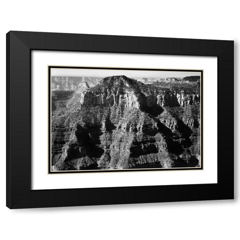 Close-in view taken from opposite of cliff formation, high horizon, Grand Canyon National Park, Ariz Black Modern Wood Framed Art Print with Double Matting by Adams, Ansel