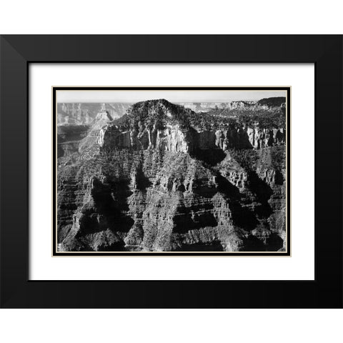 Close-in view taken from opposite of cliff formation, high horizon, Grand Canyon National Park, Ariz Black Modern Wood Framed Art Print with Double Matting by Adams, Ansel