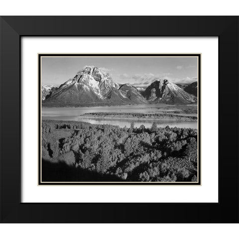 View toward Mount Moran, Grand Teton National Park, Wyoming, 1941 Black Modern Wood Framed Art Print with Double Matting by Adams, Ansel