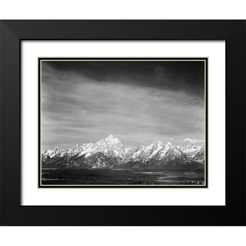 Tetons from Signal Mountain, Grand Teton National Park, Wyoming, 1941 Black Modern Wood Framed Art Print with Double Matting by Adams, Ansel