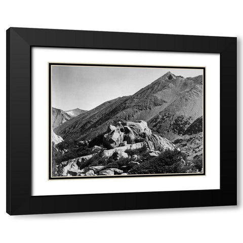 Peak near Rac Lake, Kings River Canyon, proposed as a national park, California, 1936 Black Modern Wood Framed Art Print with Double Matting by Adams, Ansel
