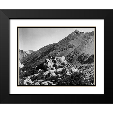 Peak near Rac Lake, Kings River Canyon, proposed as a national park, California, 1936 Black Modern Wood Framed Art Print with Double Matting by Adams, Ansel