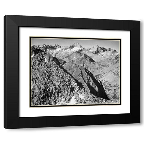 Mt. Brewer, Kings River Canyon,  proposed as a national park, California, 1936 Black Modern Wood Framed Art Print with Double Matting by Adams, Ansel