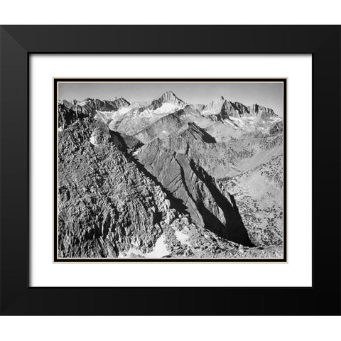 Mt. Brewer, Kings River Canyon,  proposed as a national park, California, 1936 Black Modern Wood Framed Art Print with Double Matting by Adams, Ansel