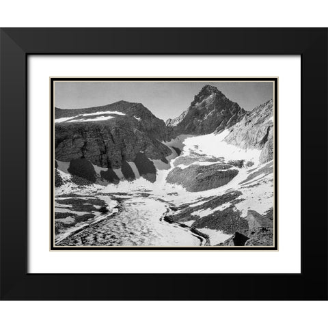 Junction Peak, Kings River Canyon,  proposed as a national park, California, 1936 Black Modern Wood Framed Art Print with Double Matting by Adams, Ansel