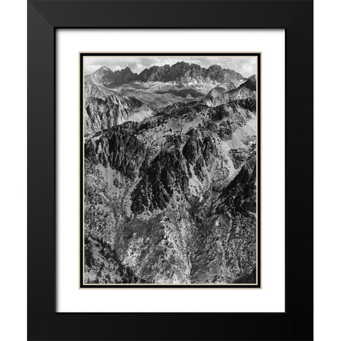 North Palisades from Windy Point, Kings River Canyon, proposed as a national park, California, 1936 Black Modern Wood Framed Art Print with Double Matting by Adams, Ansel
