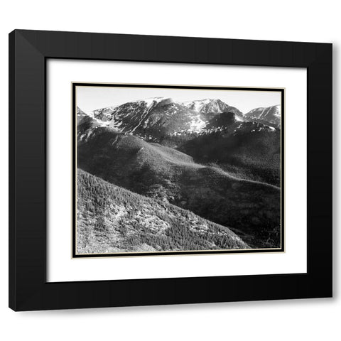 Hills and mountains, in Rocky Mountain National Park, Colorado,  ca. 1941-1942 Black Modern Wood Framed Art Print with Double Matting by Adams, Ansel