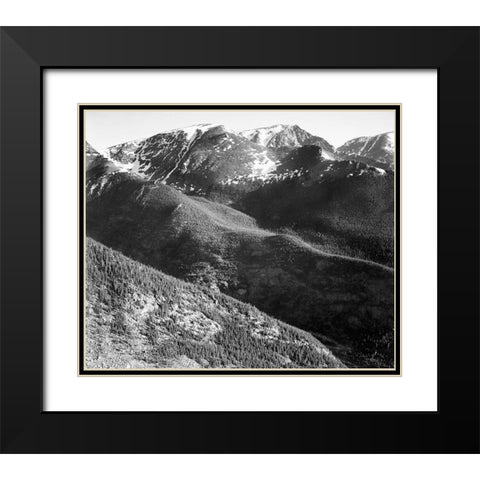 Hills and mountains, in Rocky Mountain National Park, Colorado,  ca. 1941-1942 Black Modern Wood Framed Art Print with Double Matting by Adams, Ansel