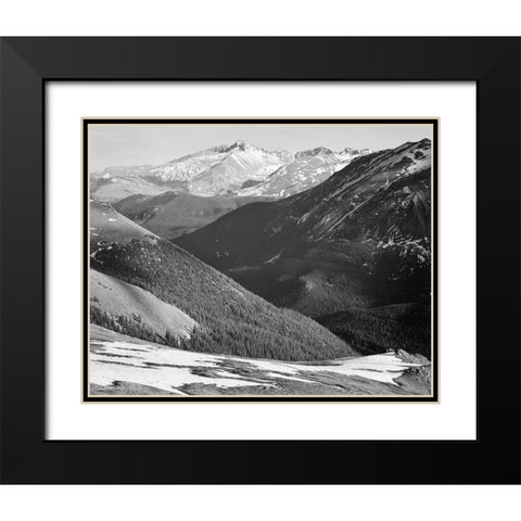 Longs Peak in Rocky Mountain National Park, Colorado, ca. 1941-1942 Black Modern Wood Framed Art Print with Double Matting by Adams, Ansel