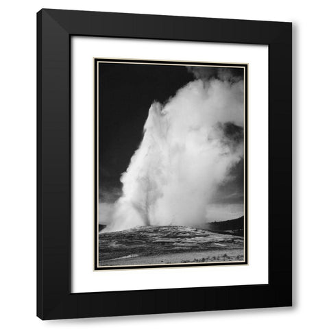 Photograph of Old Faithful Geyser Erupting in Yellowstone National Park, ca. 1941-1942 Black Modern Wood Framed Art Print with Double Matting by Adams, Ansel
