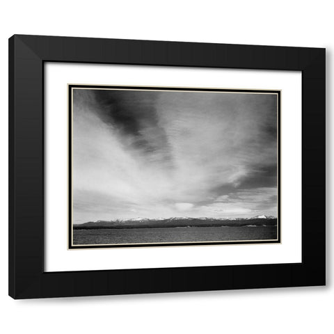 Wider strip of mountains, Yellowstone Lake, Yellowstone National Park, Wyoming, ca. 1941-1942 Black Modern Wood Framed Art Print with Double Matting by Adams, Ansel