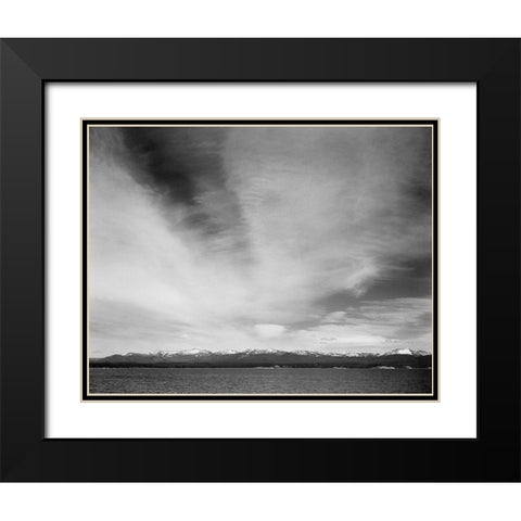 Wider strip of mountains, Yellowstone Lake, Yellowstone National Park, Wyoming, ca. 1941-1942 Black Modern Wood Framed Art Print with Double Matting by Adams, Ansel