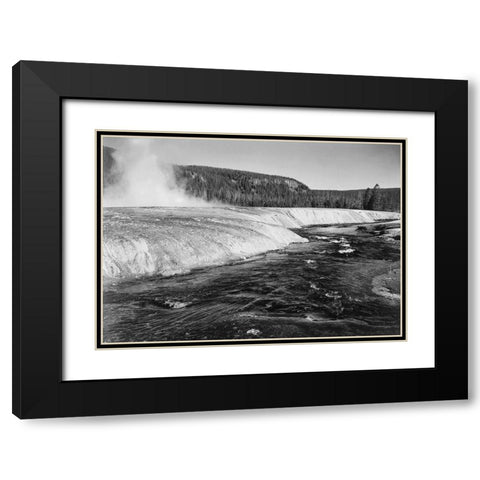 River in foreground, trees behind, Firehold River, Yellowstone National Park, Wyoming, ca. 1941-1942 Black Modern Wood Framed Art Print with Double Matting by Adams, Ansel
