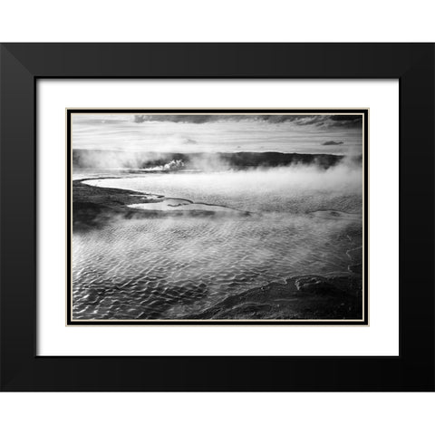 Surface of water presents a different texture in Fountain Geyser Pool, Yellowstone National Park, Wy Black Modern Wood Framed Art Print with Double Matting by Adams, Ansel