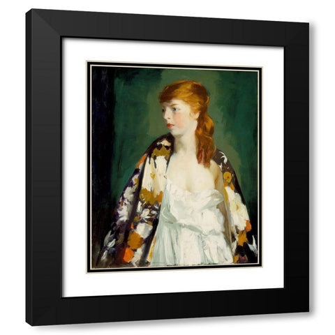 Edna Black Modern Wood Framed Art Print with Double Matting by Henri, Robert