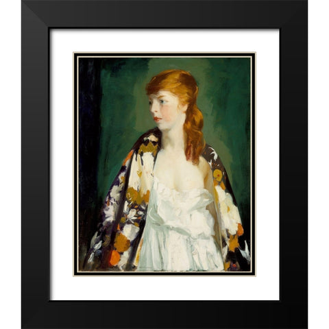 Edna Black Modern Wood Framed Art Print with Double Matting by Henri, Robert