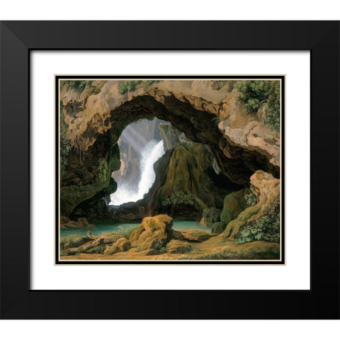 The Grotto of Neptune in Tivoli Black Modern Wood Framed Art Print with Double Matting by von Rohden, Johann Martin