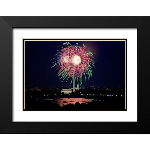 July 4th fireworks, Washington, D.C. Black Modern Wood Framed Art Print with Double Matting by Highmith, Carol
