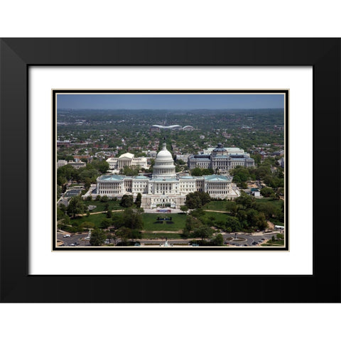 Aerial view, United States Capitol building, Washington, D.C. Black Modern Wood Framed Art Print with Double Matting by Highmith, Carol