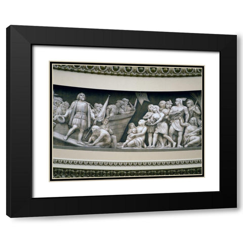 Landing of Columbus frieze in U.S. Capitol dome, Washington, D.C. Black Modern Wood Framed Art Print with Double Matting by Highmith, Carol