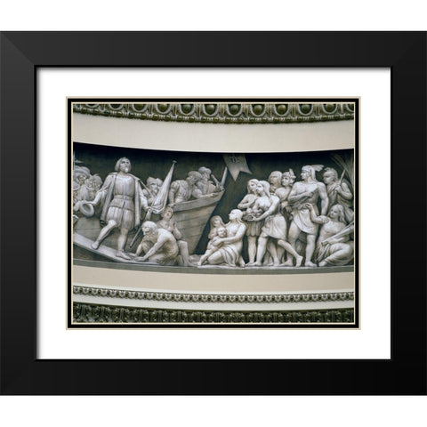 Landing of Columbus frieze in U.S. Capitol dome, Washington, D.C. Black Modern Wood Framed Art Print with Double Matting by Highmith, Carol