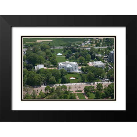 Aerial view of the White House, Washington, D.C. Black Modern Wood Framed Art Print with Double Matting by Highmith, Carol