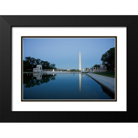 Reflecting pool on the National Mall with the Washington Monument reflected, Washington, D.C. Black Modern Wood Framed Art Print with Double Matting by Highmith, Carol
