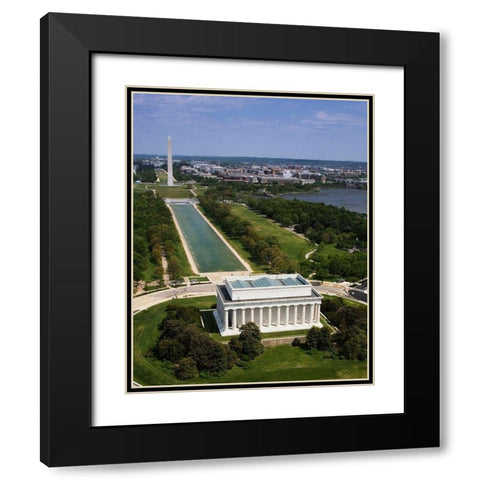 National Mall, Lincoln Memorial and Washington Monument, Washington D.C. Black Modern Wood Framed Art Print with Double Matting by Highmith, Carol