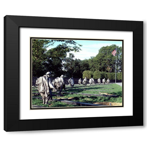 Stainless-steel troopers on patrol at the Korean War Veterans Memorial, Washington, D.C. Black Modern Wood Framed Art Print with Double Matting by Highmith, Carol