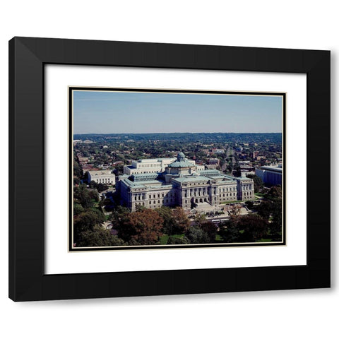 View of the Library of Congress Thomas Jefferson Building from the U.S. Capitol dome, Washington, D. Black Modern Wood Framed Art Print with Double Matting by Highmith, Carol