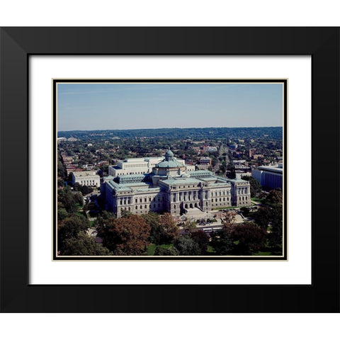 View of the Library of Congress Thomas Jefferson Building from the U.S. Capitol dome, Washington, D. Black Modern Wood Framed Art Print with Double Matting by Highmith, Carol
