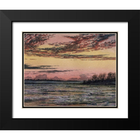 Sunset Over the Ice  Black Modern Wood Framed Art Print with Double Matting by Church, Frederic E.